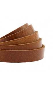 DQ leather flat 10mm Cognac brown